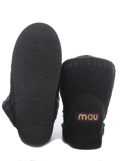 Mou Eskimo 18 Low Heels Ankle Boots In Black Suede In Black