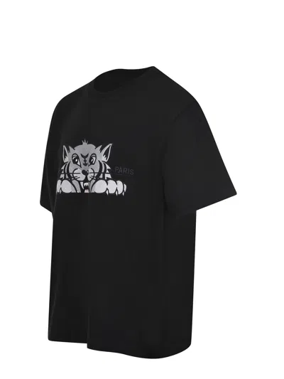 Kenzo Graphic Print Crew Neck Cotton T-shirt In Black