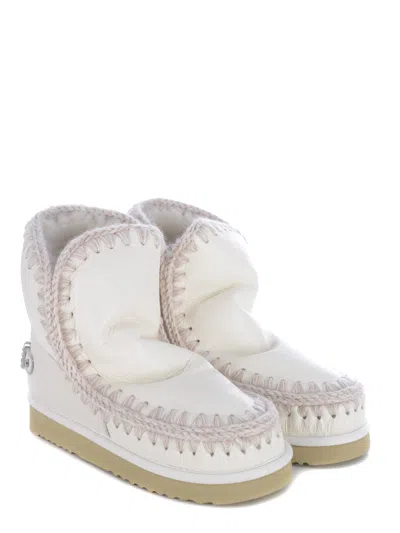 Mou Eskimo 18 Low Heels Ankle Boots In White