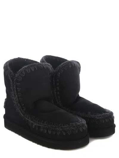 Mou Eskimo 18 Rhinestone Logo Ankle Boots In Black