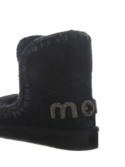 Mou Eskimo 18 Rhinestone Logo Ankle Boots In Black