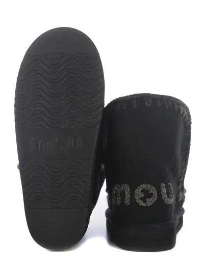 Mou Eskimo 18 Rhinestone Logo Ankle Boots In Black