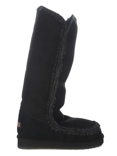 Mou Eskimo 40 Low Heels Boots In Black Suede In Black