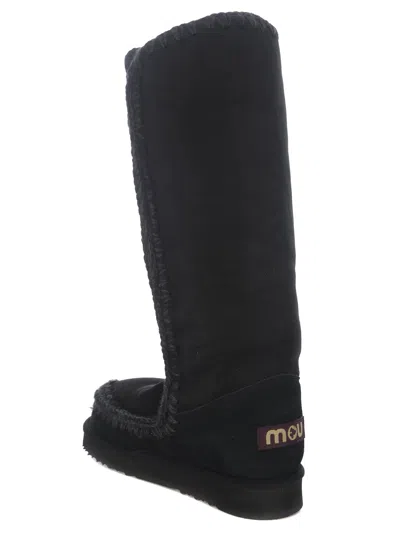 Mou Eskimo 40 Low Heels Boots In Black Suede In Black