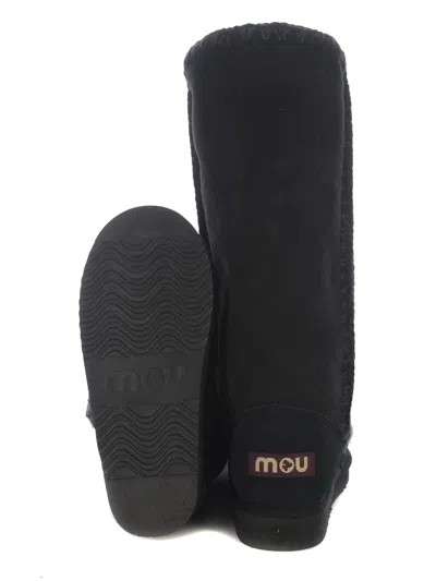 Mou Eskimo 40 Low Heels Boots In Black Suede In Black