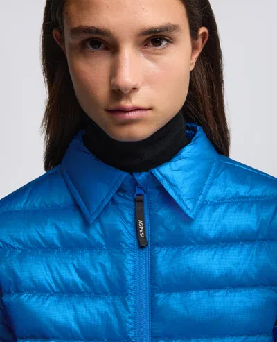 Aspesi Zip Quilted Jacket In Blue