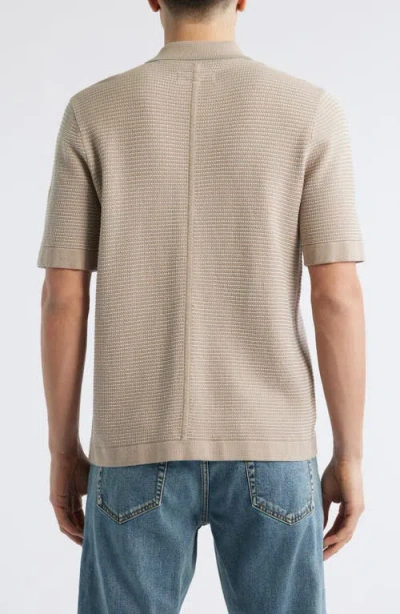 Rag & Bone Harvey Jacquard Stripe Knit Short Sleeve Button-up Shirt In Neutral