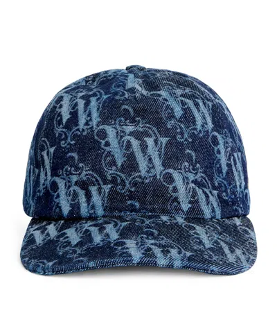 Vivienne Westwood Denim Monogram Baseball Cap In Blue