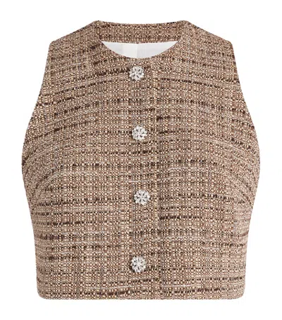 Sandro Womens Brown Button-down Regular-fit Textured Tweed Vest In Brown
