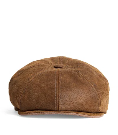 Stetson Pigskin Hatteras Flap Cap In Brown