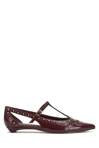Vince Camuto Valkie T-strap Mary Jane Flats In Burgundy