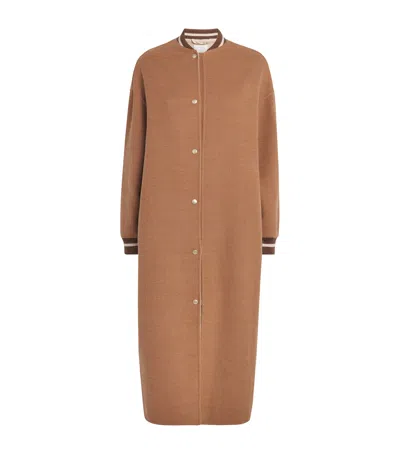 Eleventy Wool Longline Bomber Jacket In Brown