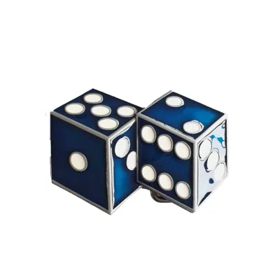 Madeleine Simon Studio Women's Blue Enamel Dice Lucky Belt Buckle In Blue