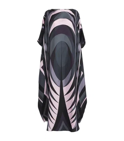 Pucci Silk Kaftan With Iris Print In Black