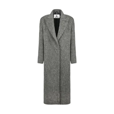 Merlenne Women's Long Straight Coat In Light Grey In Gray