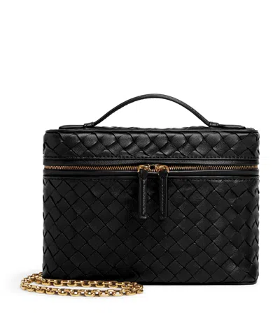 Bottega Veneta Small Soft Vanity Intrecciato Leather Crossbody Bag In Black