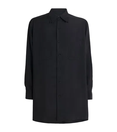 Yohji Yamamoto Taffeta 2-collar Big Standard Shirt In Black