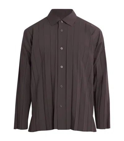 Issey Miyake Pleated Edge Shirt In Brown