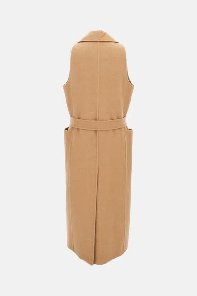 Max Mara Sleeveless Berlina1234 Camel Wool Vest In Brown