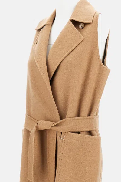 Max Mara Sleeveless Berlina1234 Camel Wool Vest In Brown