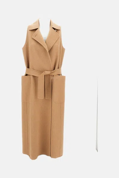 Max Mara Sleeveless Berlina1234 Camel Wool Vest In Brown