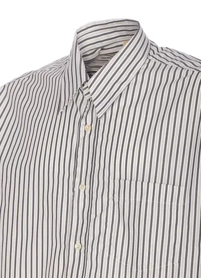 Sunflower Striped Long Sleeve Button-down Shirt In Gray