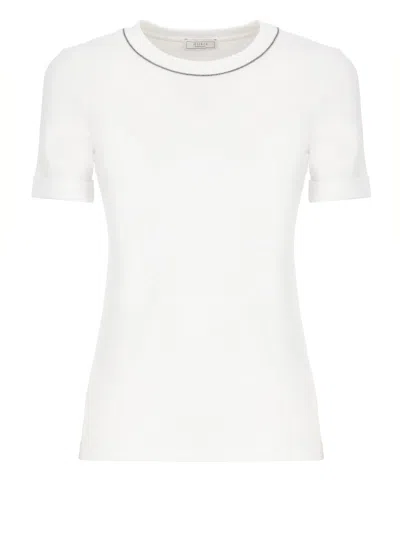 Peserico Fitted Short Sleeve Cotton T-shirt In Red