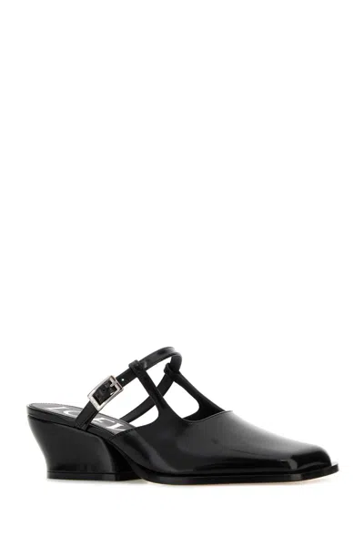 Loewe Modern Leather Onda Mules With Block Heel In Black