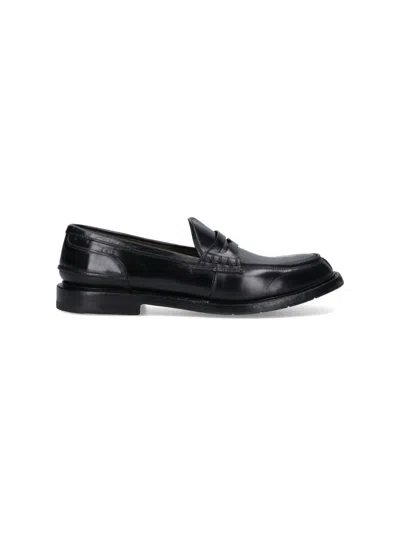 Premiata Grained Texture Leather Penny Loafers In Black