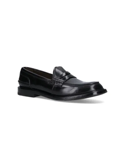 Premiata Grained Texture Leather Penny Loafers In Black