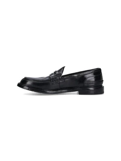 Premiata Grained Texture Leather Penny Loafers In Black