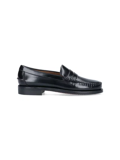 Sebago Round Toe Slip-on Moccasins With Cut-out Upper Design In Black