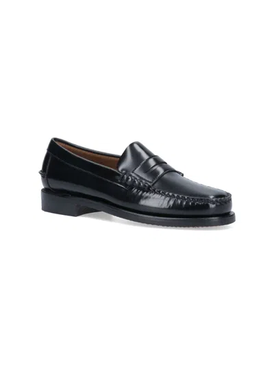 Sebago Round Toe Slip-on Moccasins With Cut-out Upper Design In Black