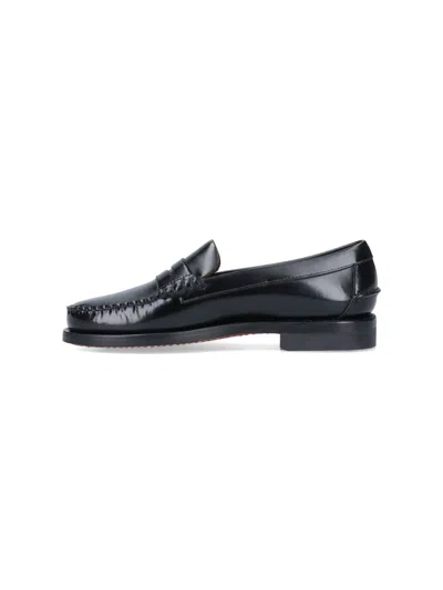 Sebago Round Toe Slip-on Moccasins With Cut-out Upper Design In Black