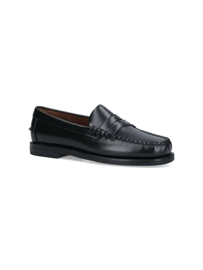 Sebago Black Leather Loafers In Nero Nero