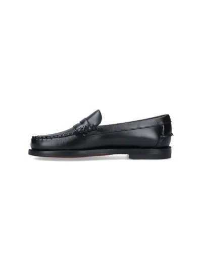 Sebago Black Leather Loafers In Nero Nero