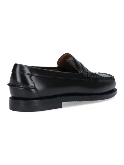Sebago Black Leather Loafers In Nero Nero
