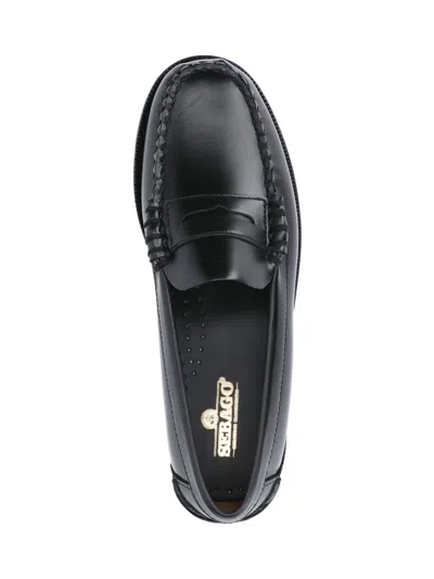 Sebago Black Leather Loafers In Nero Nero