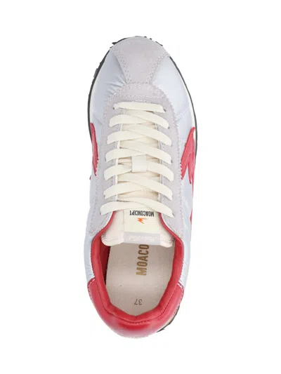 Moa Master Of Arts Shiny Silver Sneakers With Bold Red Lightning Detailing In Silver