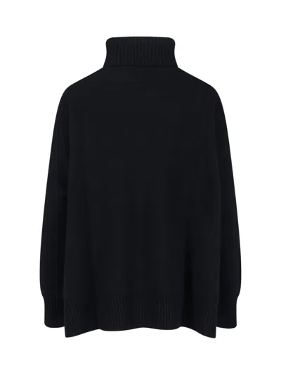 Ma'ry'ya High-neck Cashmere And Virgin Wool Sweater With Ribbed Finishes In Black