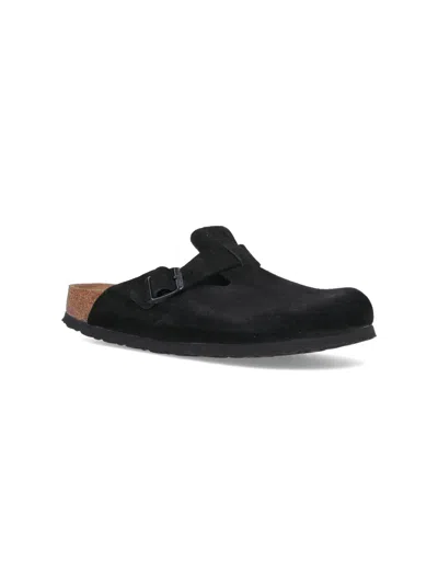 Birkenstock Black Boston Shearling Slippers In Black