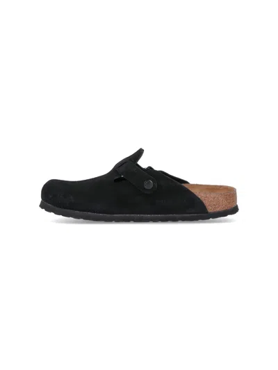 Birkenstock Black Boston Shearling Slippers In Black