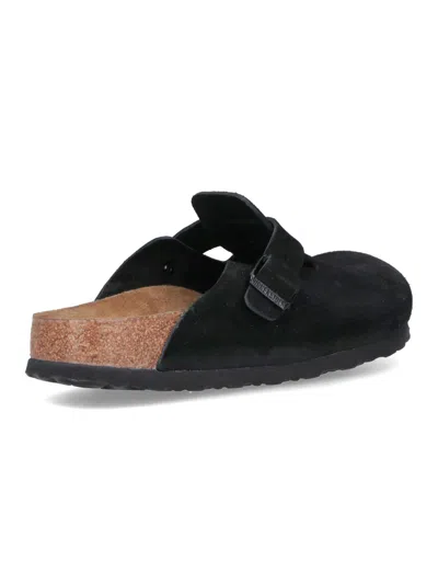 Birkenstock Black Boston Shearling Slippers In Black