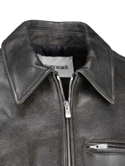 Tonywack Relaxed Jacket With Front Pocket And Textured Finish In Black