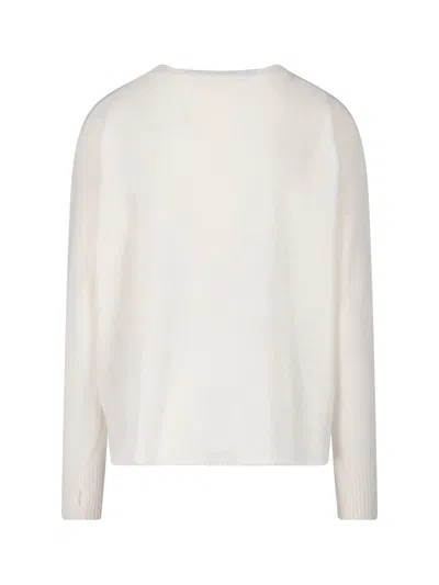 Ma'ry'ya Soft Knit Sweater In Virgin Wool And Cashmere Blend In White