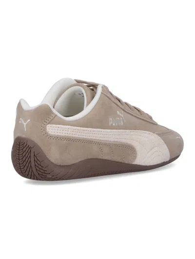 Puma Speedcat Elevated Beige Sneakers With Logo Print On The Side And Logo Lettering On The Side In Suede In Brown