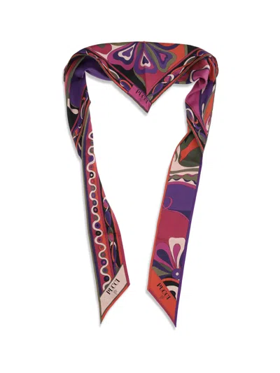 Pucci Orchidee Print Silk Twill Triangle Scarf In Purple
