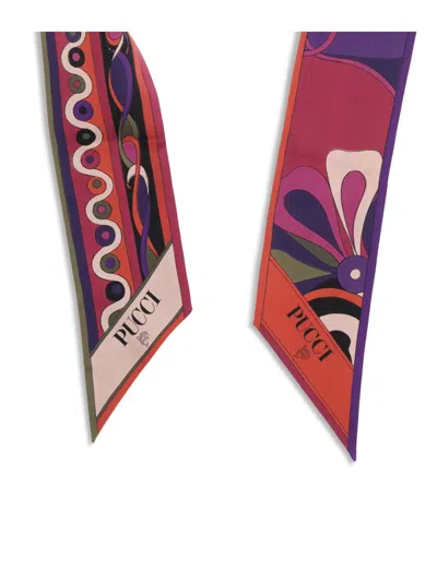 Pucci Orchidee Print Silk Twill Triangle Scarf In Purple