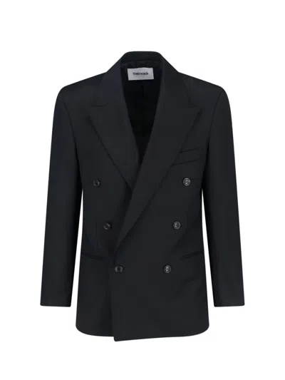 Tonywack Double-breasted Blazer Featuring Notched Lapels In Blue