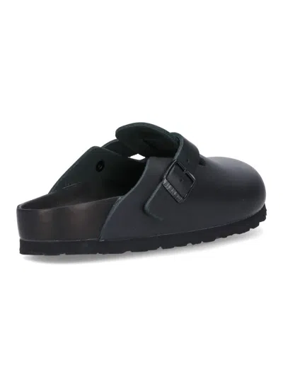 Birkenstock Boston Slipper Black In Smooth Leather In Animal Print